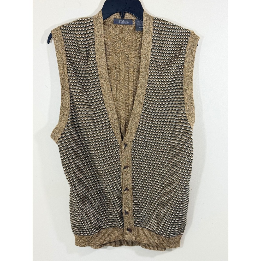 Vintage L Etienne Pour Homme Sweater Vest Men's XL USA Cotton Grandpa Preppy